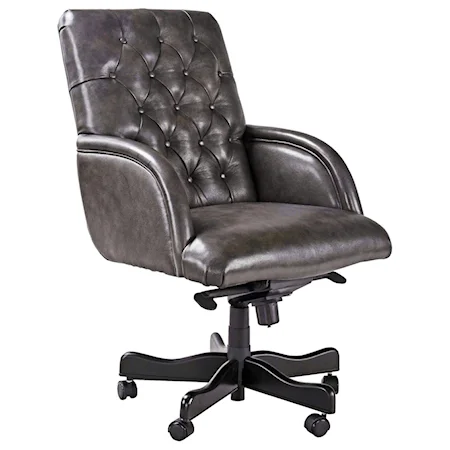Leather Desk Chair with Tufted Back
